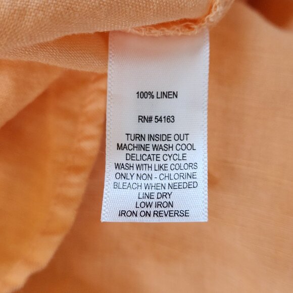 Andrew Marc New York 100% Linen Button Down Shirt Womens XL Orange Top QQ08 - Picture 5 of 8